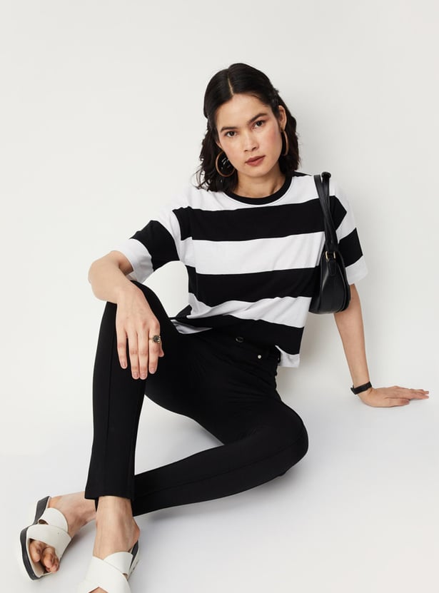 Women Striped Drop Shoulder T-shirt