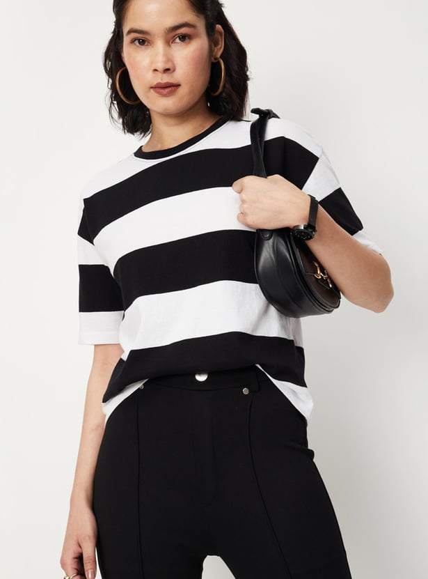 Women Striped Drop Shoulder T-shirt