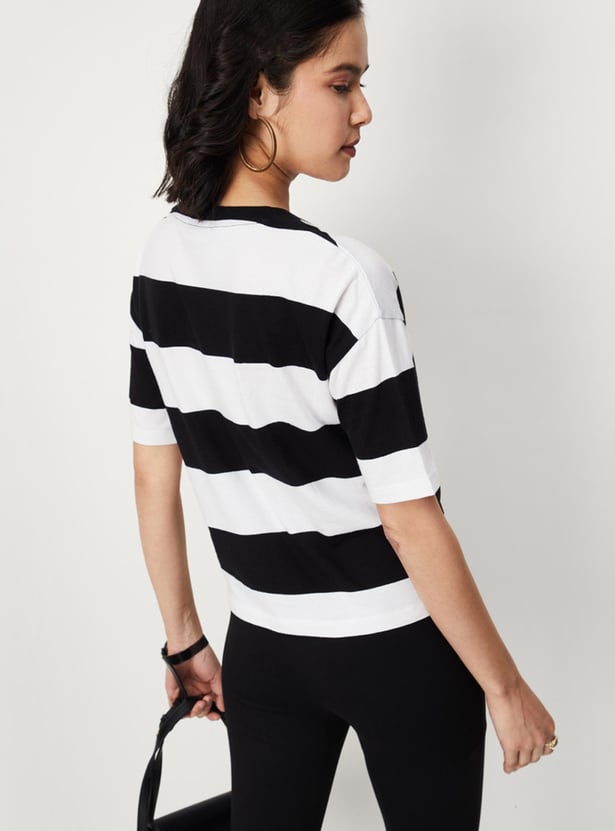 Women Striped Drop Shoulder T-shirt