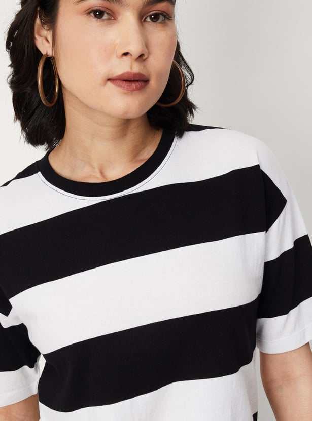 Women Striped Drop Shoulder T-shirt