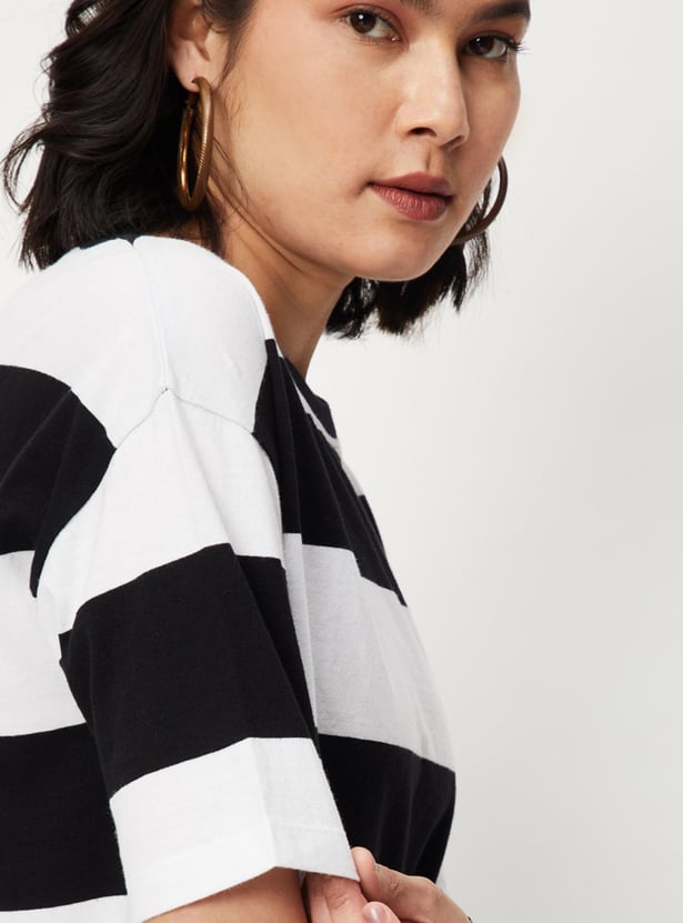 Women Striped Drop Shoulder T-shirt