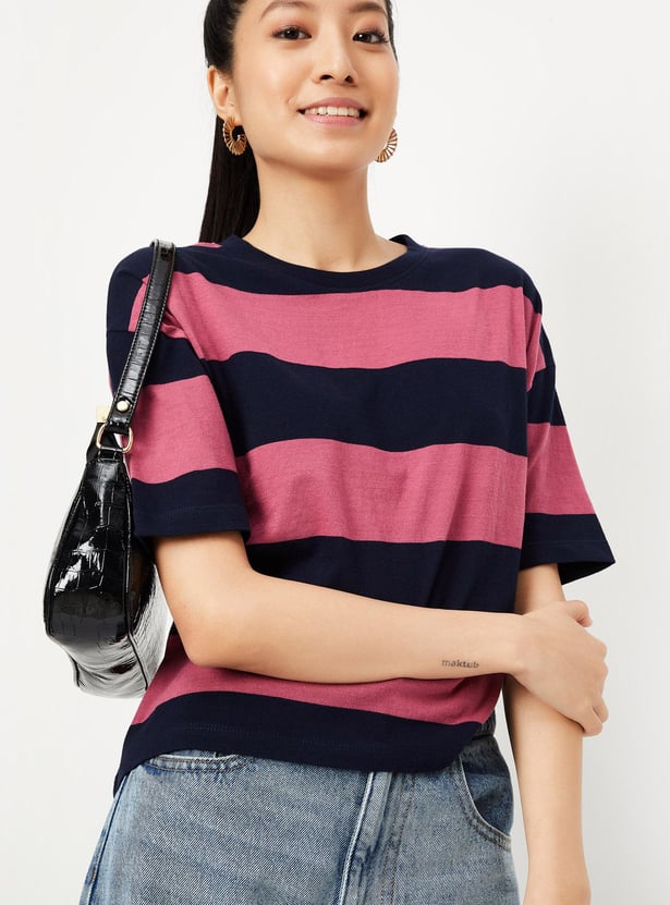 Women Striped Drop Shoulder T-shirt