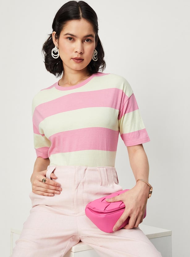 Women Striped Drop Shoulder T-shirt