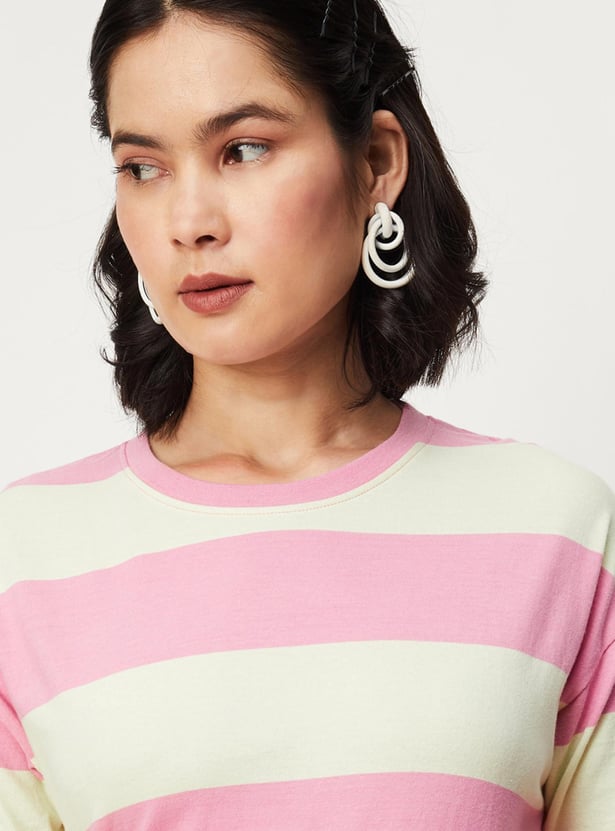 Women Striped Drop Shoulder T-shirt