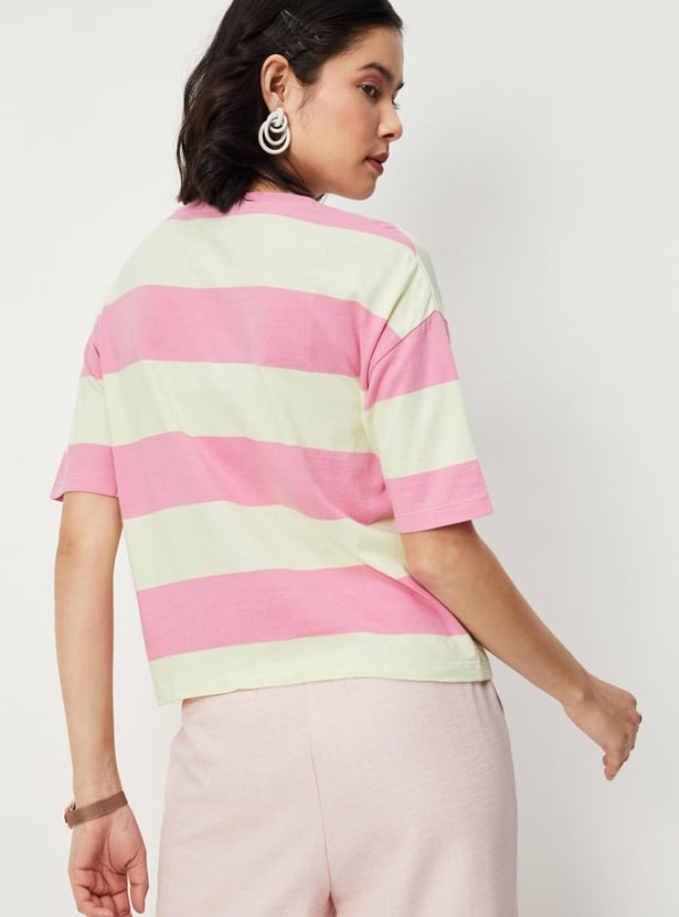 Women Striped Drop Shoulder T-shirt