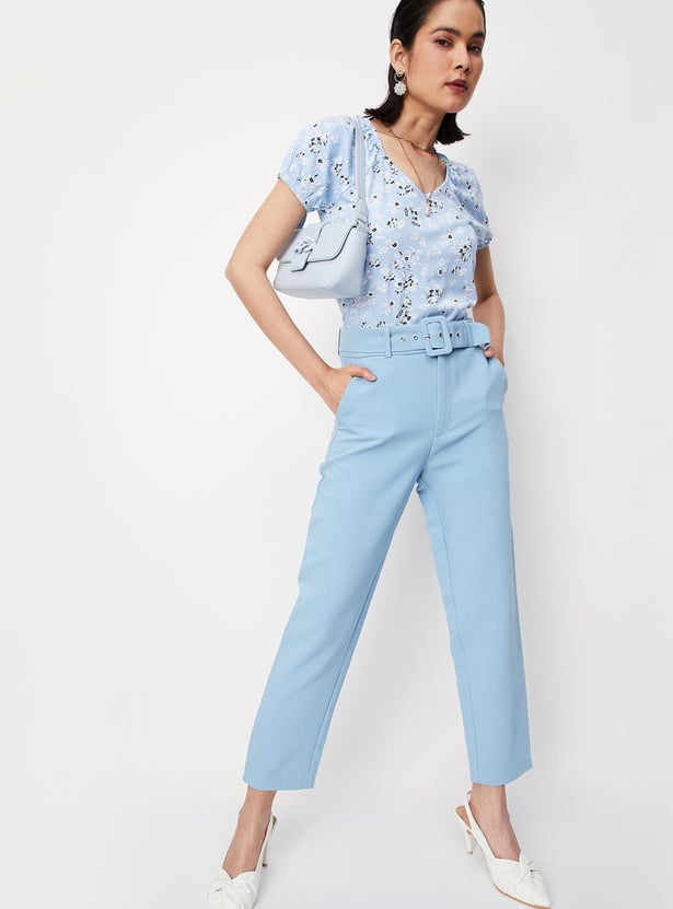 Women Floral Printed Raglan Sleeves Top