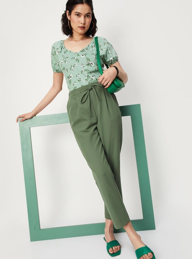 Women Floral Printed Raglan Sleeves Top