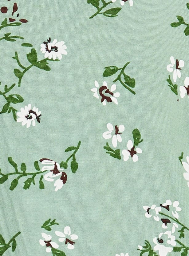 Women Floral Printed Raglan Sleeves Top