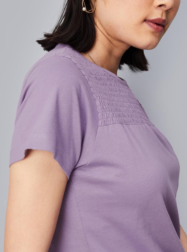 Women Smocked Yoke Top