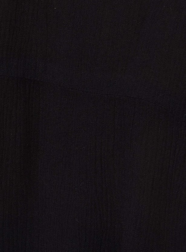 Women Solid Tie-Up Waist Tunic