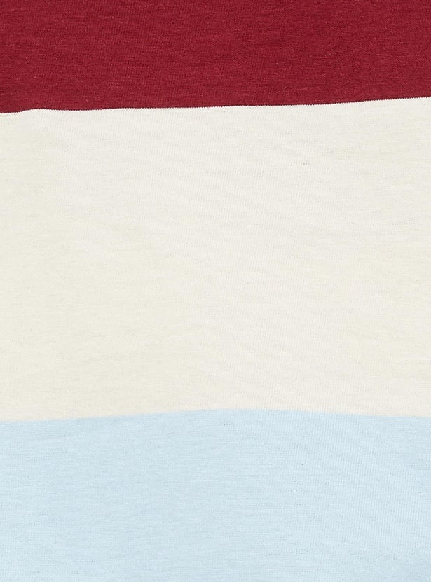 Women Striper Button-Detailed T-shirt