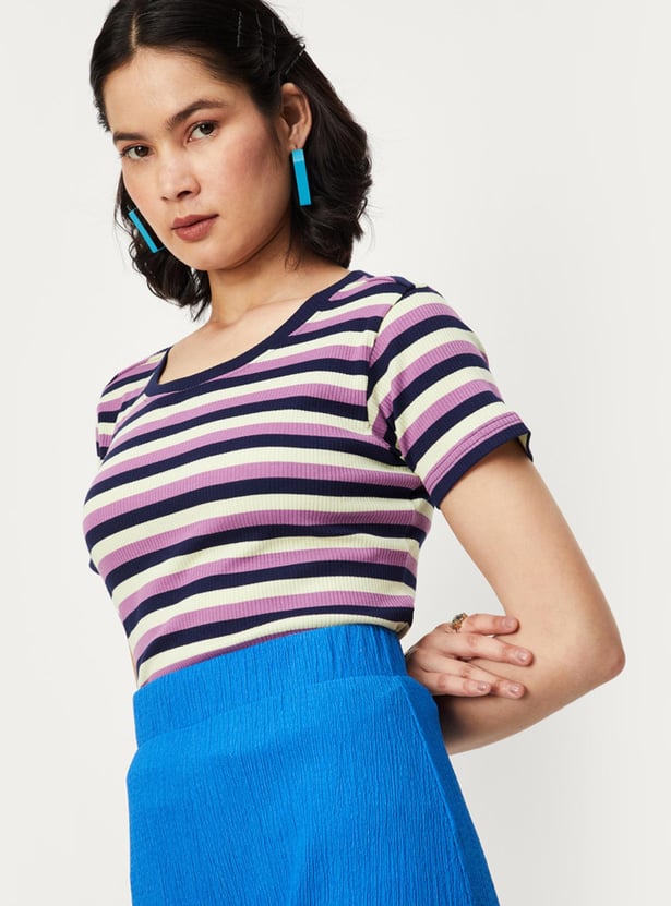 Women Striper Knit T-shirt