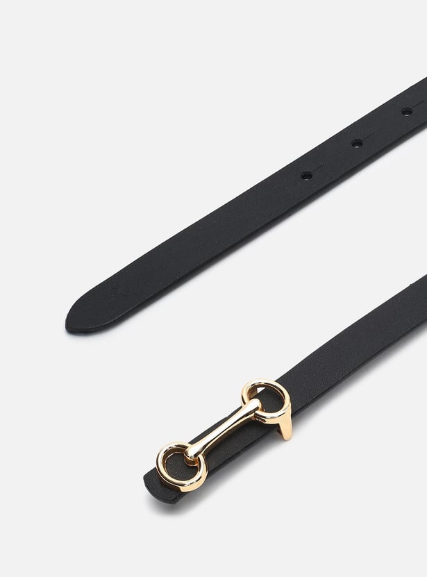 Women Solid Belt with Decorative Buckle