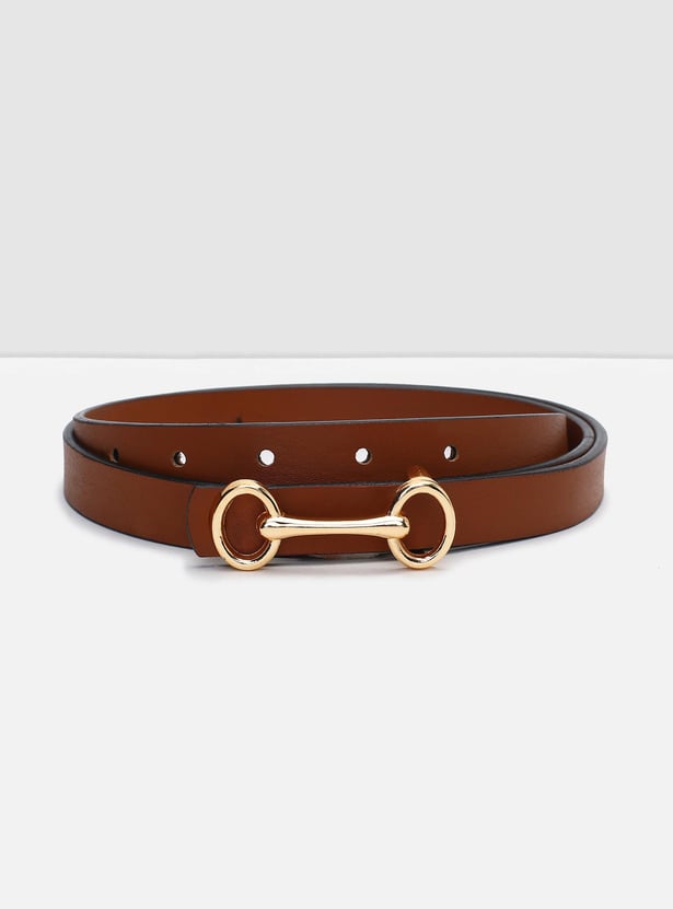 Women Solid Belt with Decorative Buckle