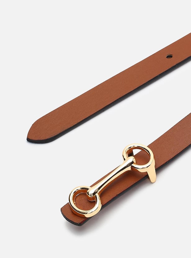 Women Solid Belt with Decorative Buckle