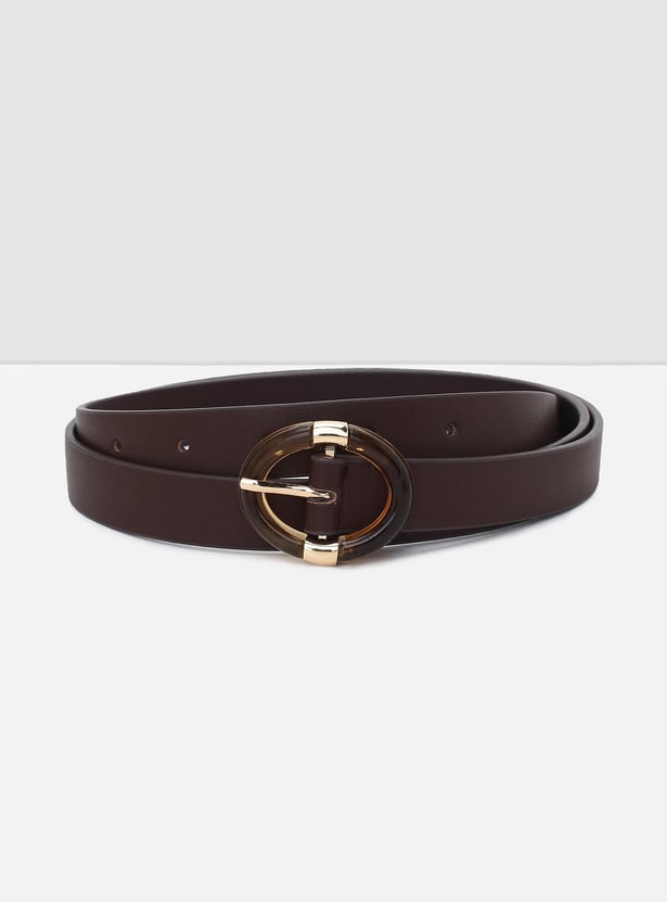Women Solid Buckle Closure Belt