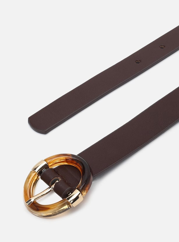 Women Solid Buckle Closure Belt