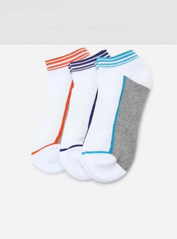 Boys Colourblock Ankle-Length Socks - Pack of 3