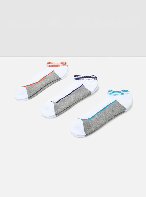 Boys Colourblock Ankle-Length Socks - Pack of 3