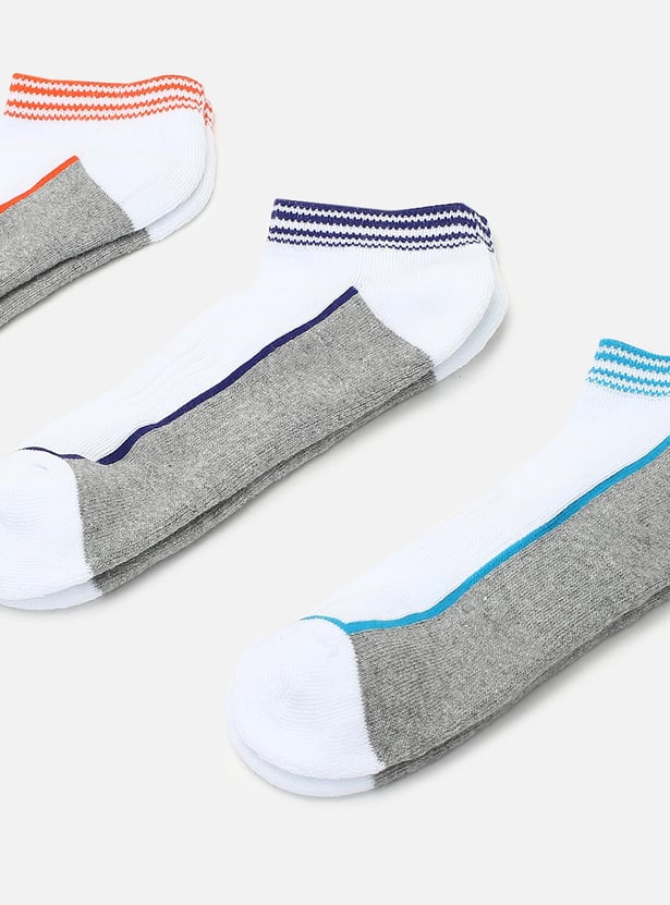 Boys Colourblock Ankle-Length Socks - Pack of 3