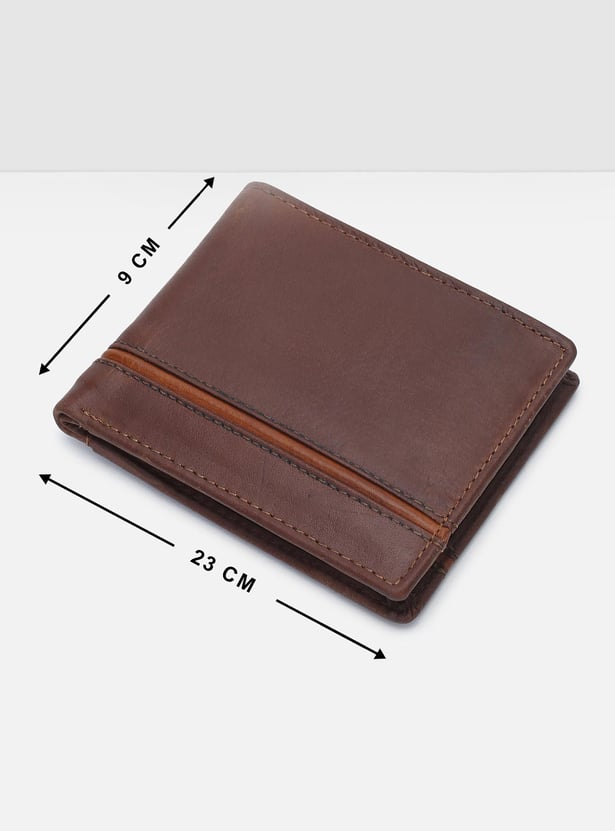 Men Piping Bi-Fold Leather Wallet