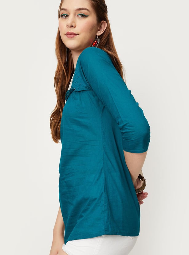 Women Schiffli Straight Kurti