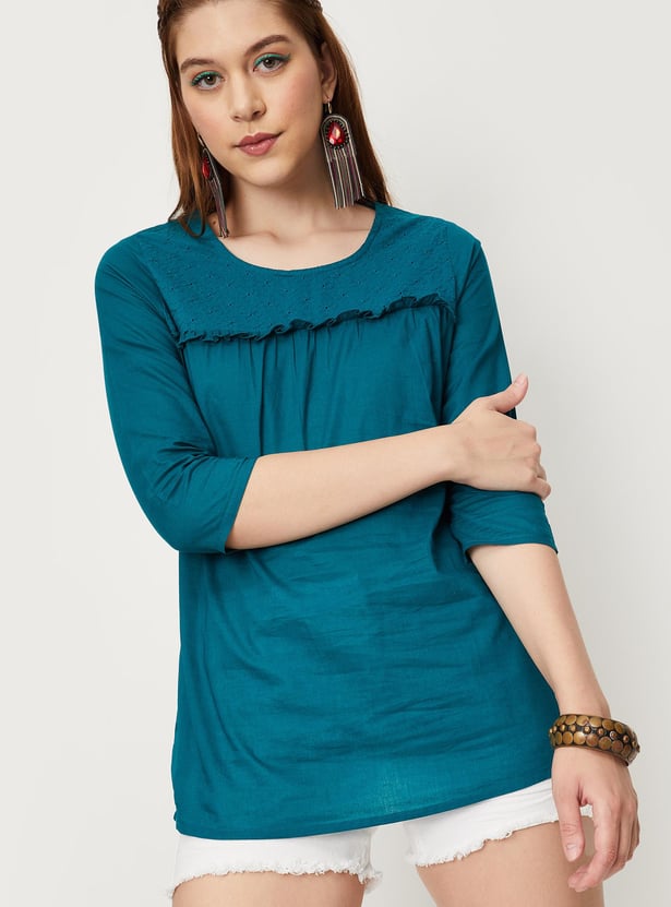 Women Schiffli Straight Kurti