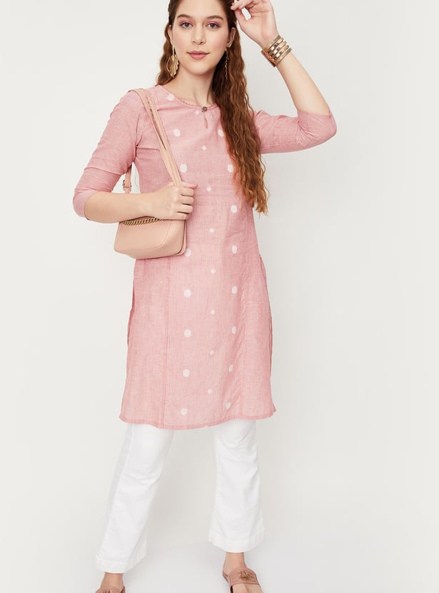 Women Striped Woven Straight Kurta