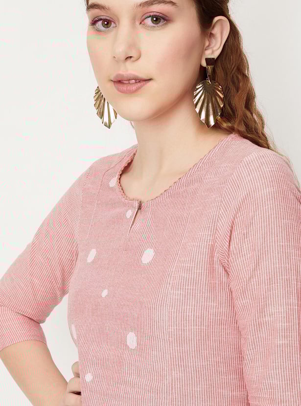 Women Striped Woven Straight Kurta