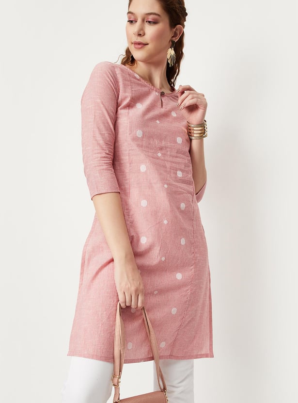 Women Striped Woven Straight Kurta