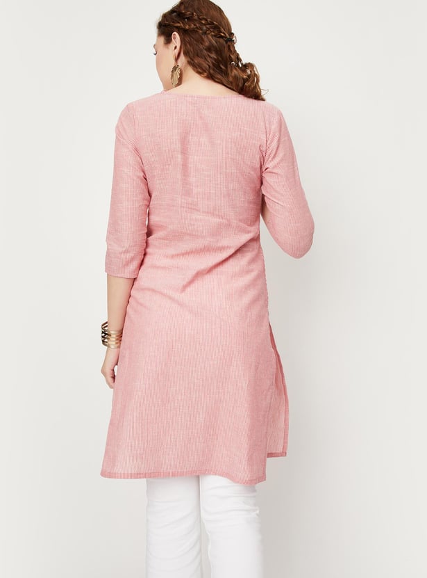 Women Striped Woven Straight Kurta