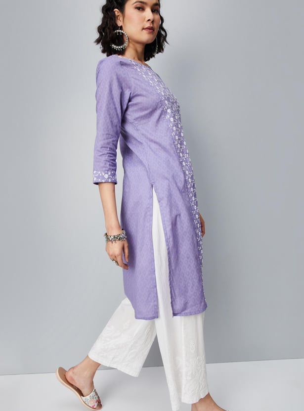 Women Embroidered Straight Kurta