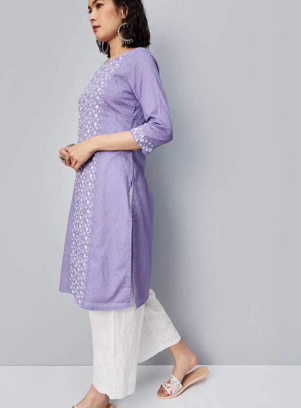 Women Embroidered Straight Kurta