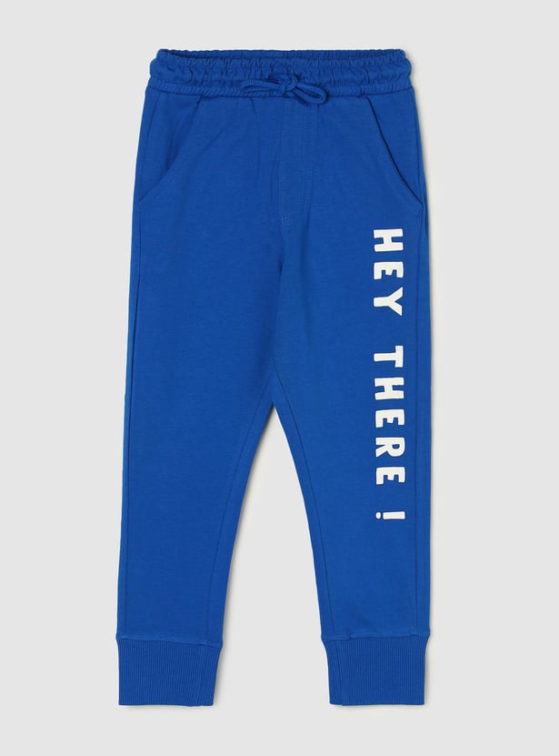 Boys Typographic Printed Full-Length Joggers