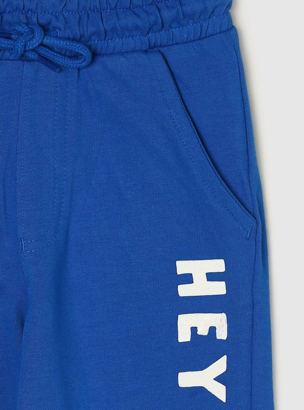 Boys Typographic Printed Full-Length Joggers