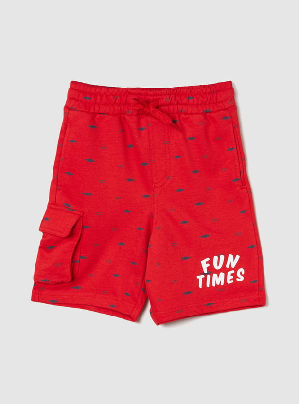 Boys Printed Shorts with Cargo Pocket