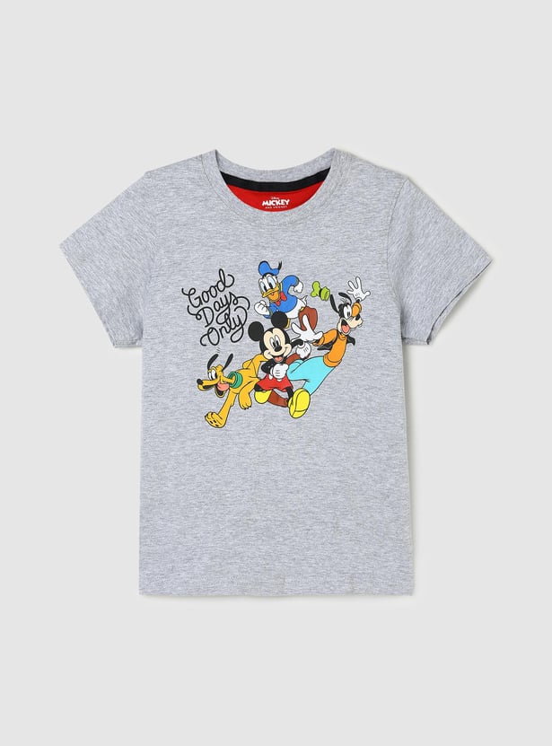 Boys Mickey & Friends Printed Cotton T-shirt