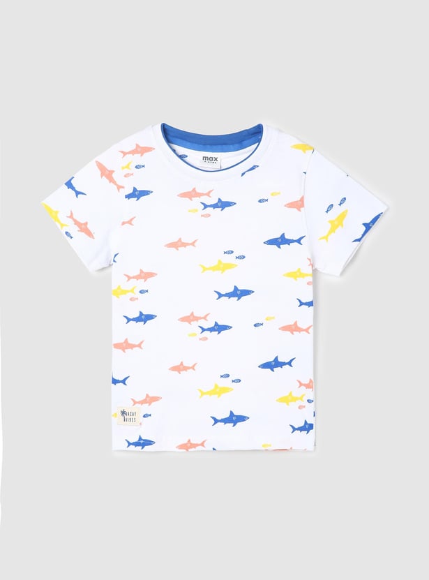 Boys Graphic Printed Crew Neck Knit T-shirt