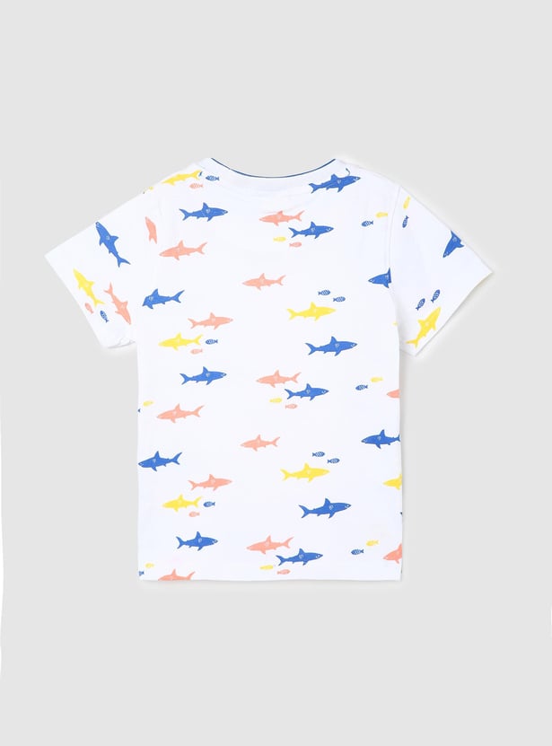 Boys Graphic Printed Crew Neck Knit T-shirt