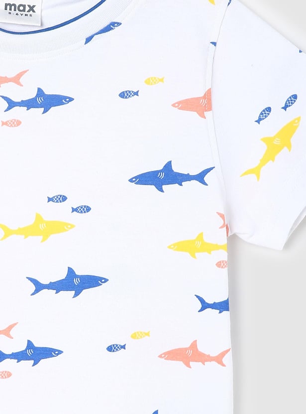 Boys Graphic Printed Crew Neck Knit T-shirt