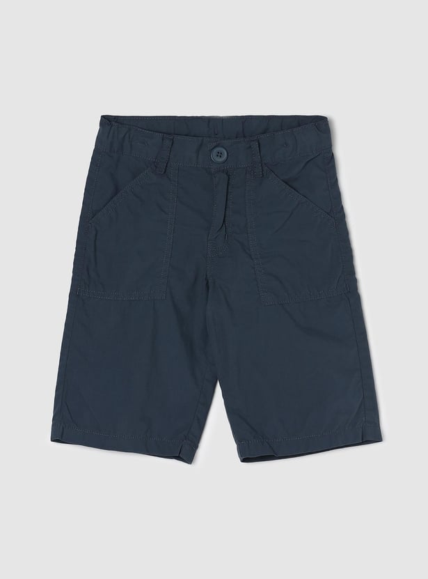Boys Solid Woven Bermuda Shorts