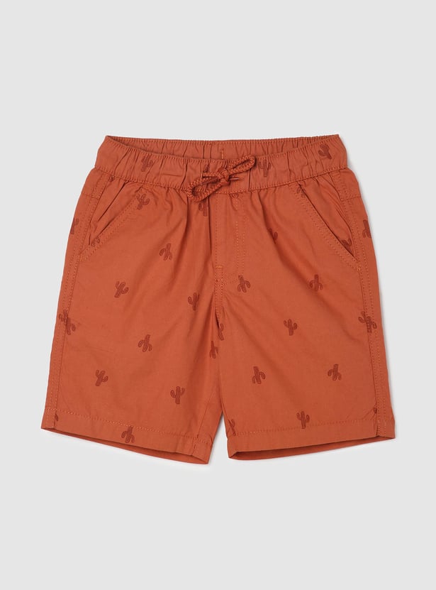 Boys Graphic Printed Drawstring Woven Shorts