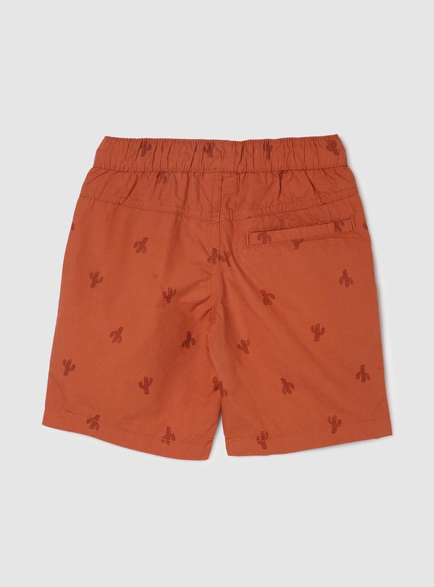 Boys Graphic Printed Drawstring Woven Shorts