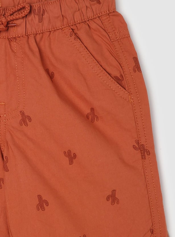 Boys Graphic Printed Drawstring Woven Shorts