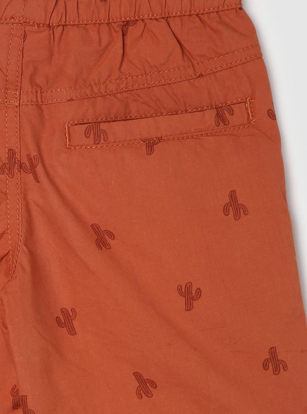 Boys Graphic Printed Drawstring Woven Shorts