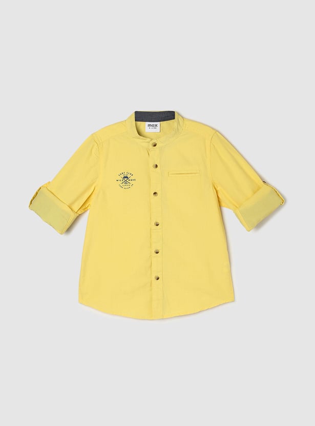 Boys Printed Mandarin Collar Shirt