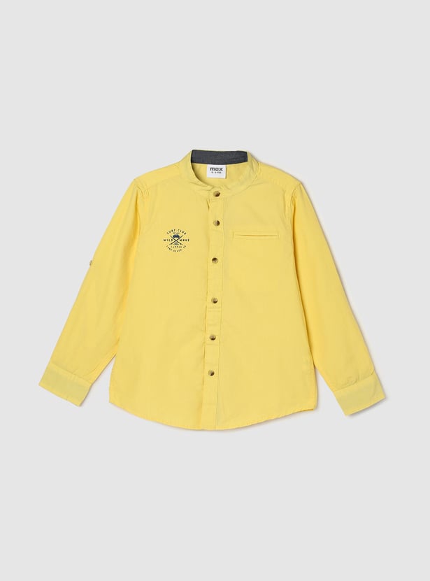 Boys Printed Mandarin Collar Shirt