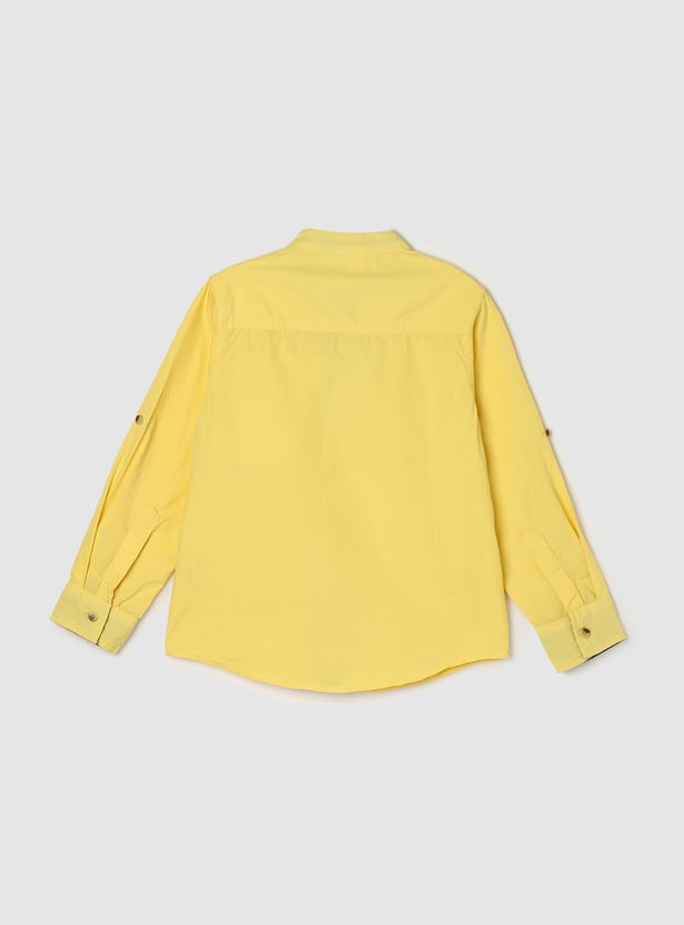 Boys Printed Mandarin Collar Shirt