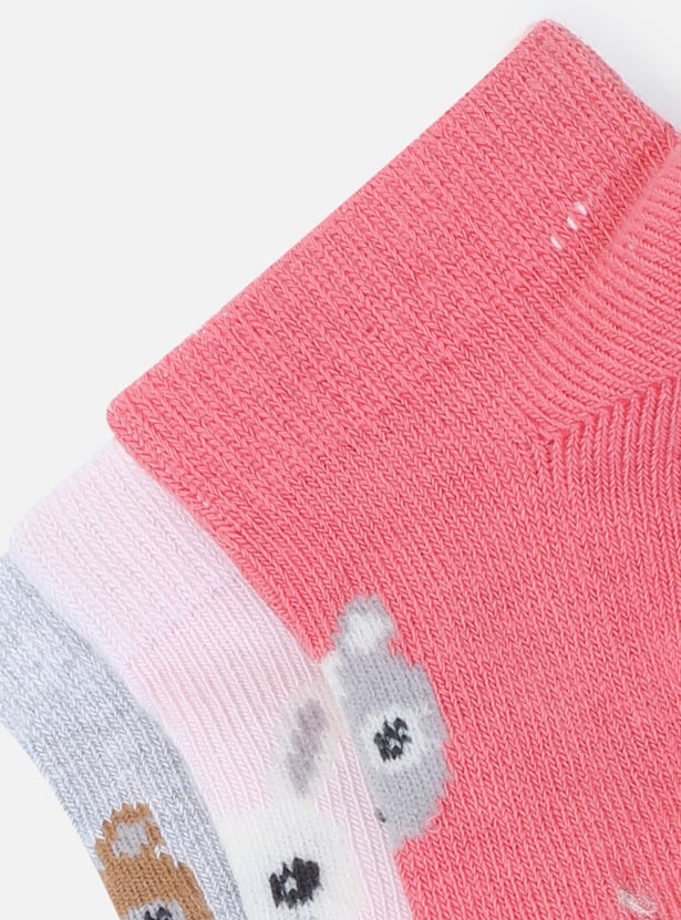 Girls Printed Ankle-Length Socks - Pack of 3