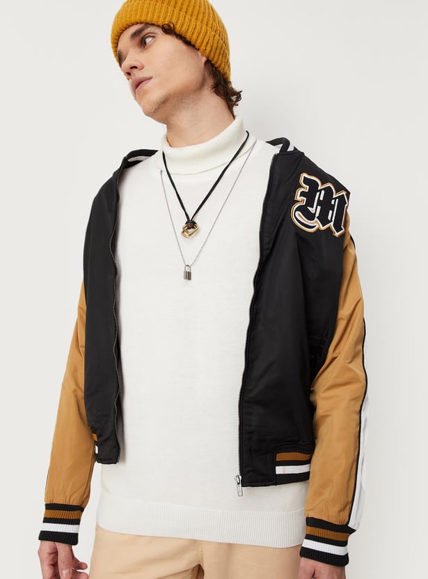 Men Colourblock Lightweight Bomber Jacket
